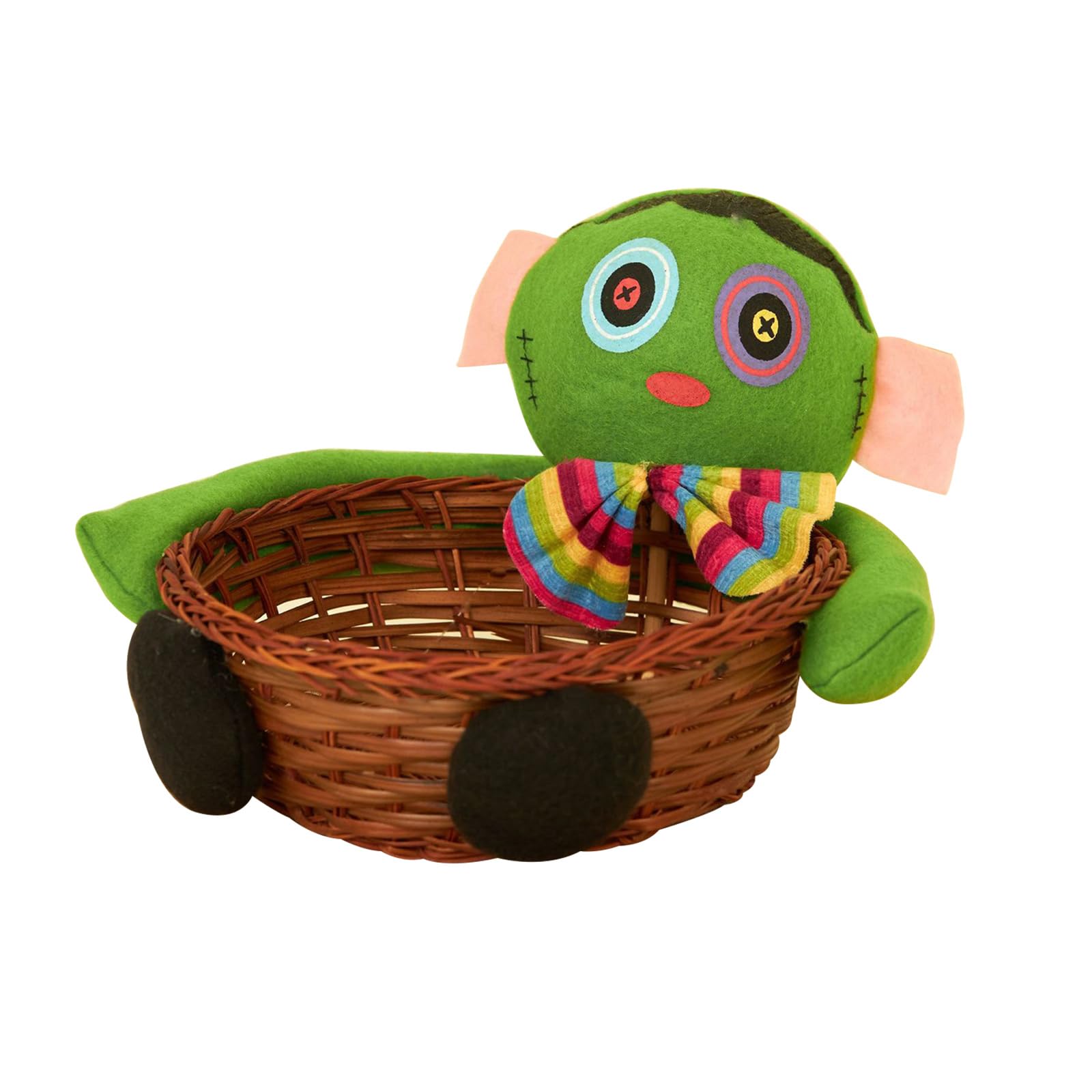 Kalttoy Halloween Doll Fruit Decoration Bowl Halloween Candy Basket Home Decor Hand Woven Adult Party Decorations Unique Holiday Decorations Storage and Organization Basket Handwoven