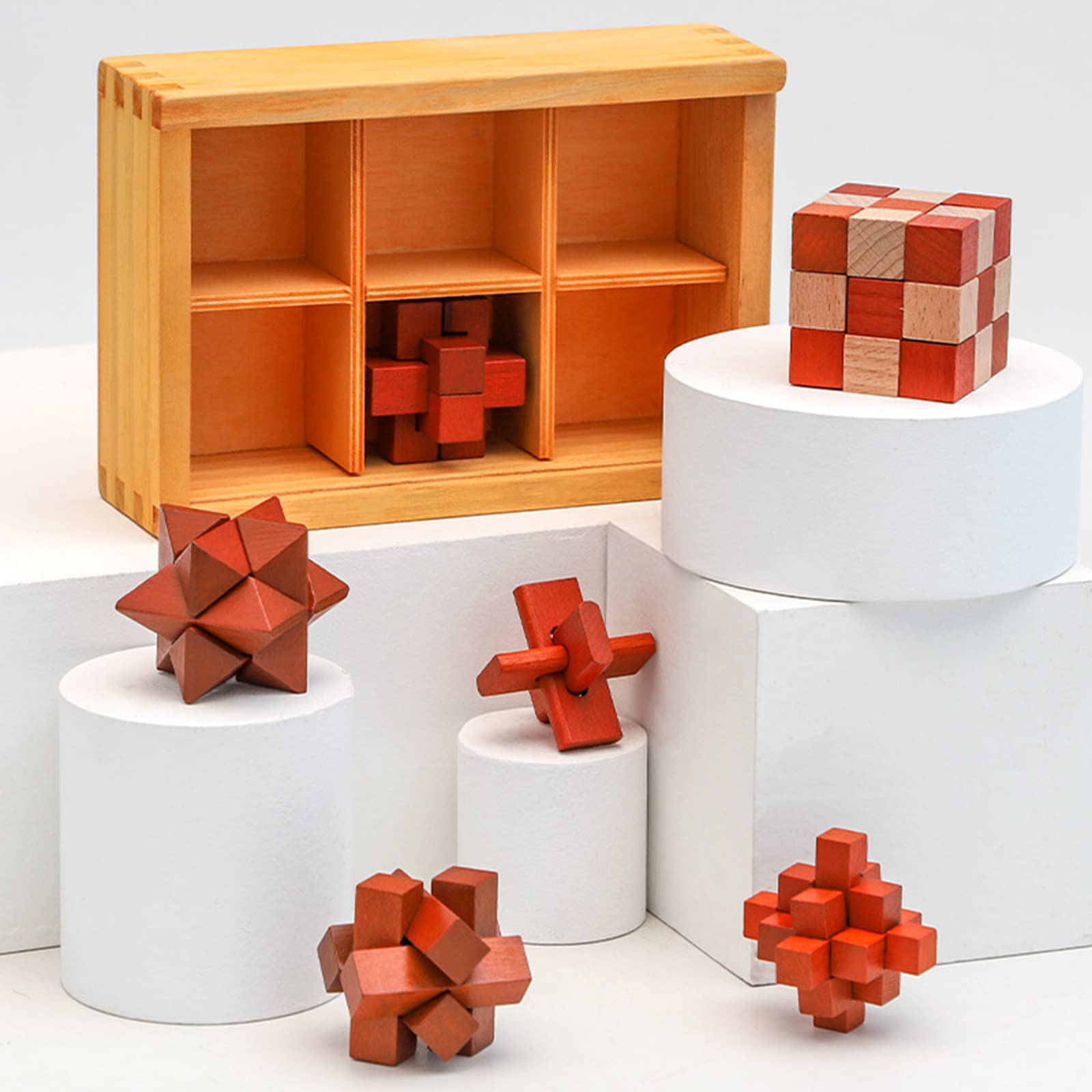 Rompecabezas 3D de Madera del Enigma Juego Puzle, IQ Juguete Educativo, Rompecabezas de lógica, Prueba de Inteligencia, Rompecabezas 3D entrelazados, para niños y Adultos