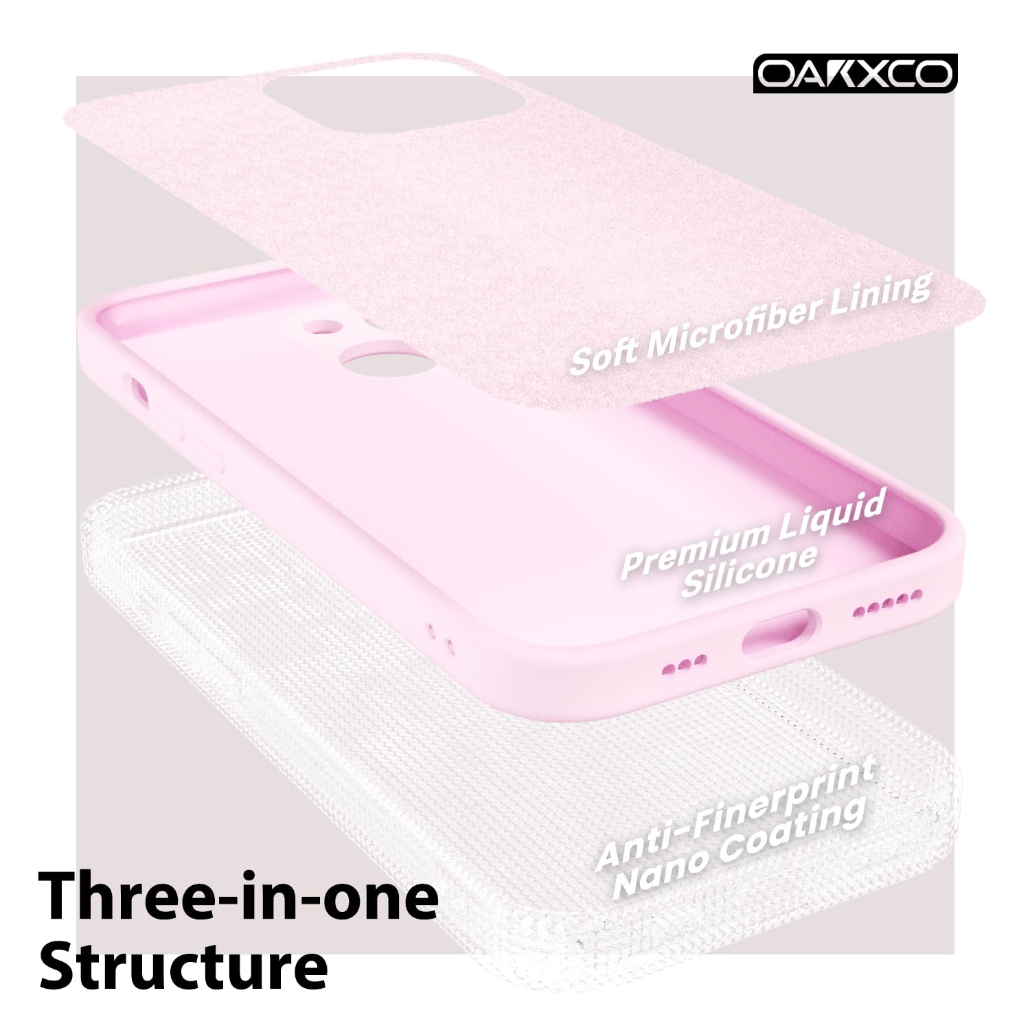 oakxco for iPhone 16 Pro Max Case Liquid Silicone, Soft Rubber Gel Elegant Aesthetic Basic Simple Cover, Cute Thin Slim TPU Matte Solid Color Plain Smooth Case for Women Girl, Light Pink — view 1286