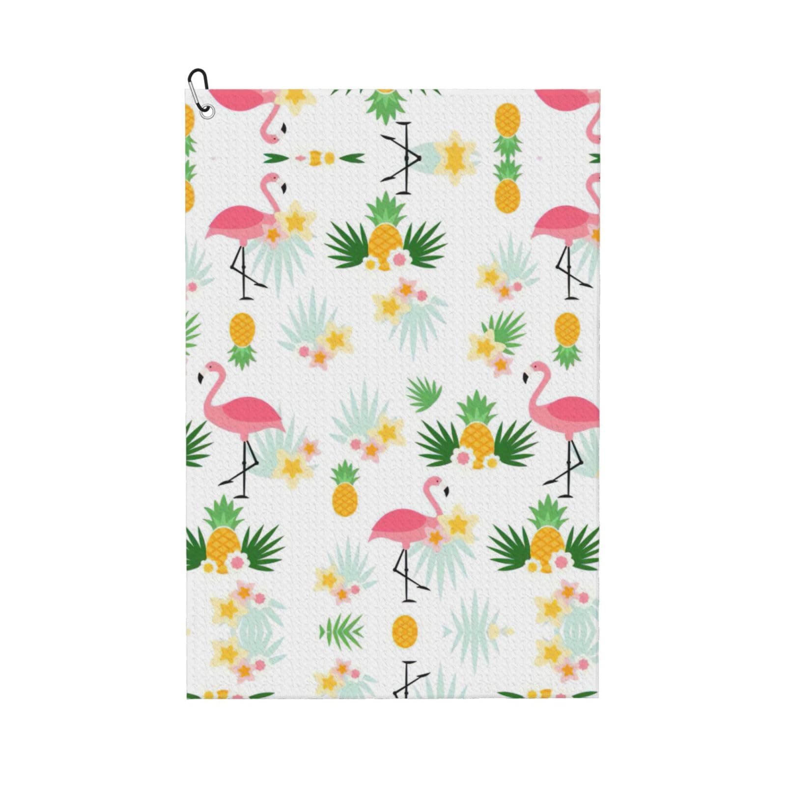 Vczsdff Black Flamingos And Pineapples Printing Durable Golf Towel,Microfiber Waffle Golf Towel With Carabiner Clip,Must Have Golf Accessories