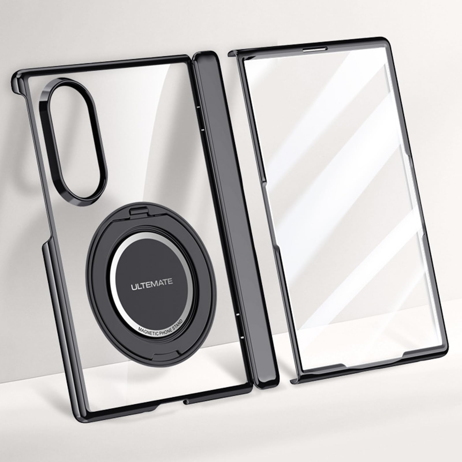 Cover Anti Peeping Per Samsung Galaxy Z Fold 8, Placcatura Trasparente | Rotazione a 360° Supporto Custodia con Proteggi Schermo Anti-Caduta Cerniera Anti Ingiallimento Guscio