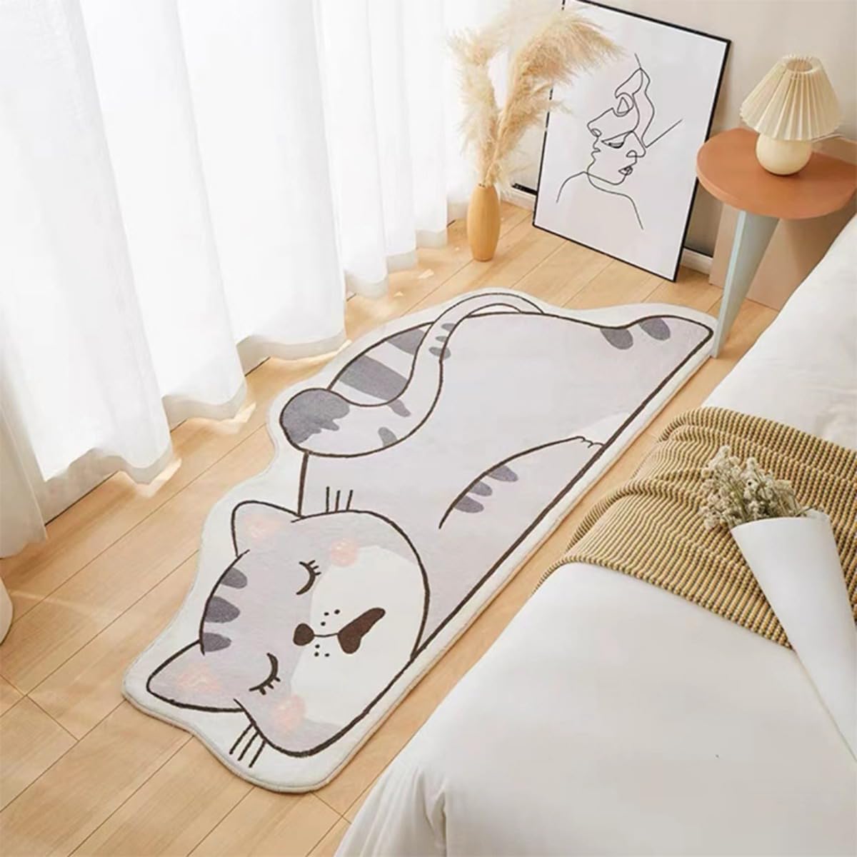 Dinosaur Rugs for Boys Bedroom Shag Kids Rug Carpets, Cozy Plush Cat Printed Rug with Cartoon Animal Dino Nurseryroom Der (Cat,16''x48'')