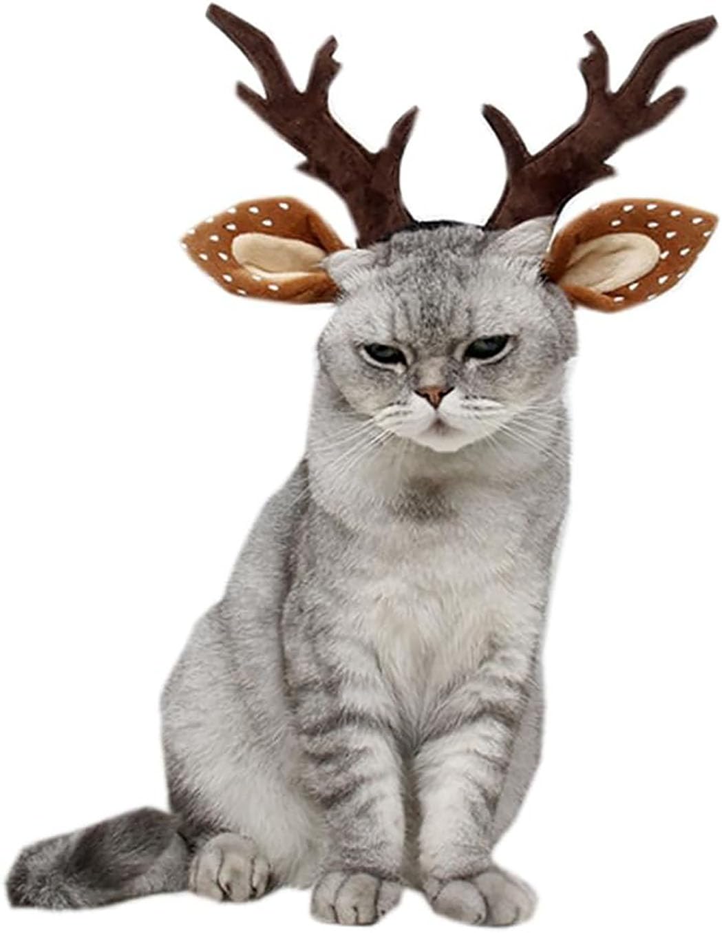 Festive Cat Christmas Antlers Headband Dog Reindeer Ear & Antlers Hat Headwear Xmas Party Cosplay Puppy Costume Hair Accessory Cute Pet Holiday Party Hat for Xmas Photo Prop & Gift