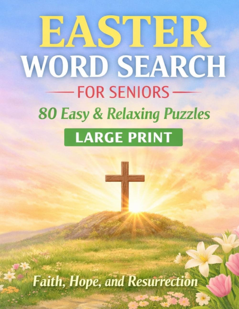 Easter Word Search for Seniors: Large Print Puzzle Book | 80 Easy & Relaxing Easter Puzzles | Faith, Hope, and Resurrection
