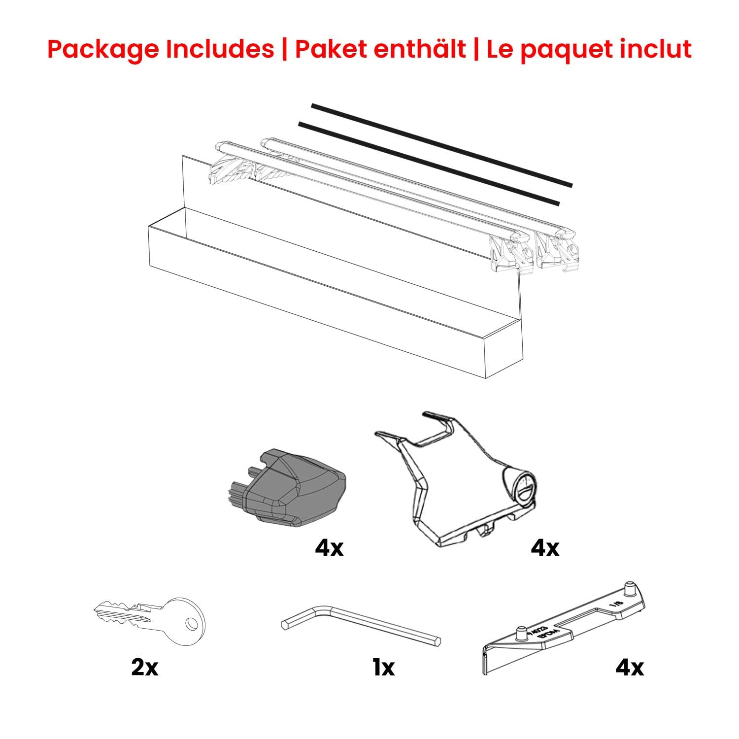 OMAC Dachträger Aluminium TÜV geprüft für Ford Kuga III 2019-2026, integrierte Dachreling, T Nut, 100 kg, 2 Schlösser Schwarz