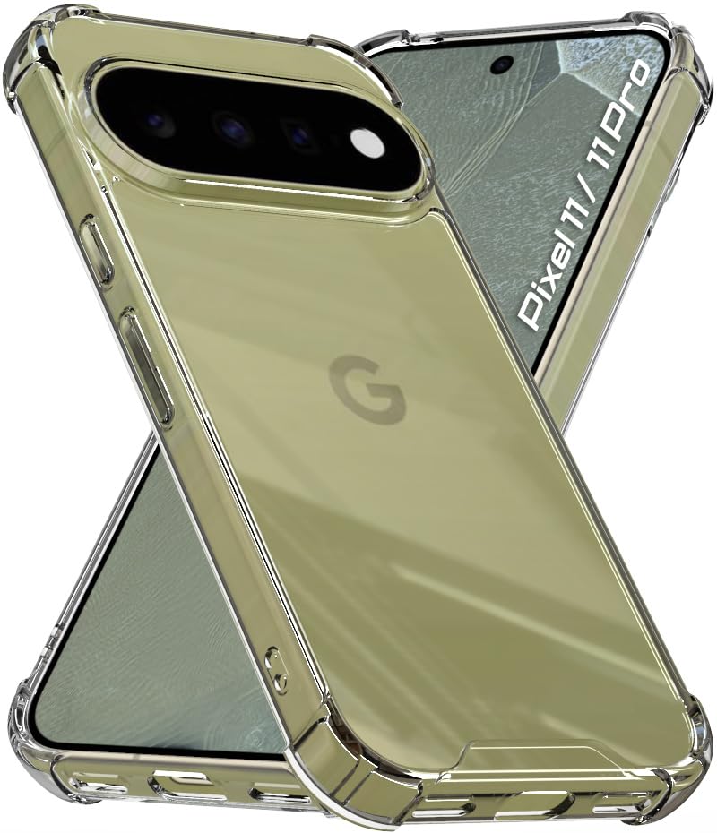 Image of RIGGEAR Shockproof Clear Hybrid Airbag Armor Back Cover Case Compatible with Google Pixel 11 / Pixel 11 Pro (Transparent PC and TPU Bumper)
