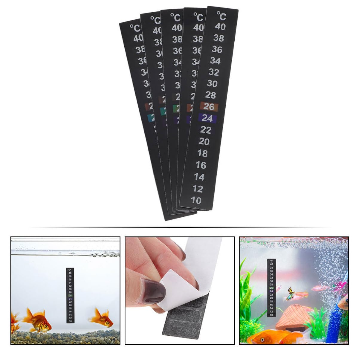 YARNOW 12piezas Termómetro Adhesivo Para Pecera Rango De Pegatinas Digitales De Temperatura Para Acuarios Indicador De Color Cambiante Fácil De Usar Para Monitoreo De Temperatura