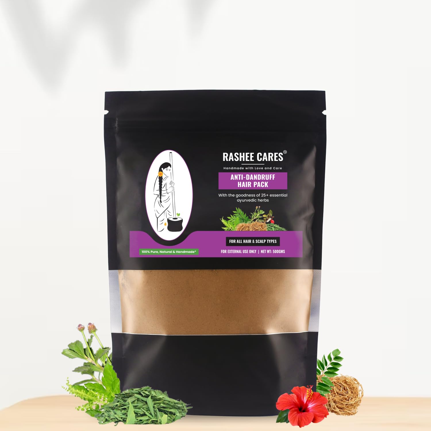 Anti-Dandruff Hair Pack Powder - RASHEE CARES (1 PACK, 500 G)