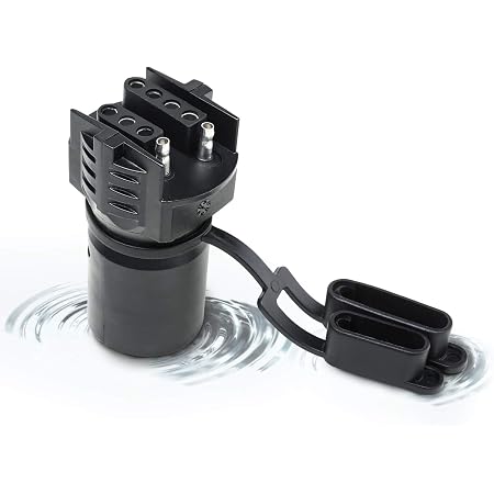 2-in-1 Trailer Plug Adapter - Converts 7 Pin Round To 4 Pin & 5 Pin Flat Blade (6-24V, Black)