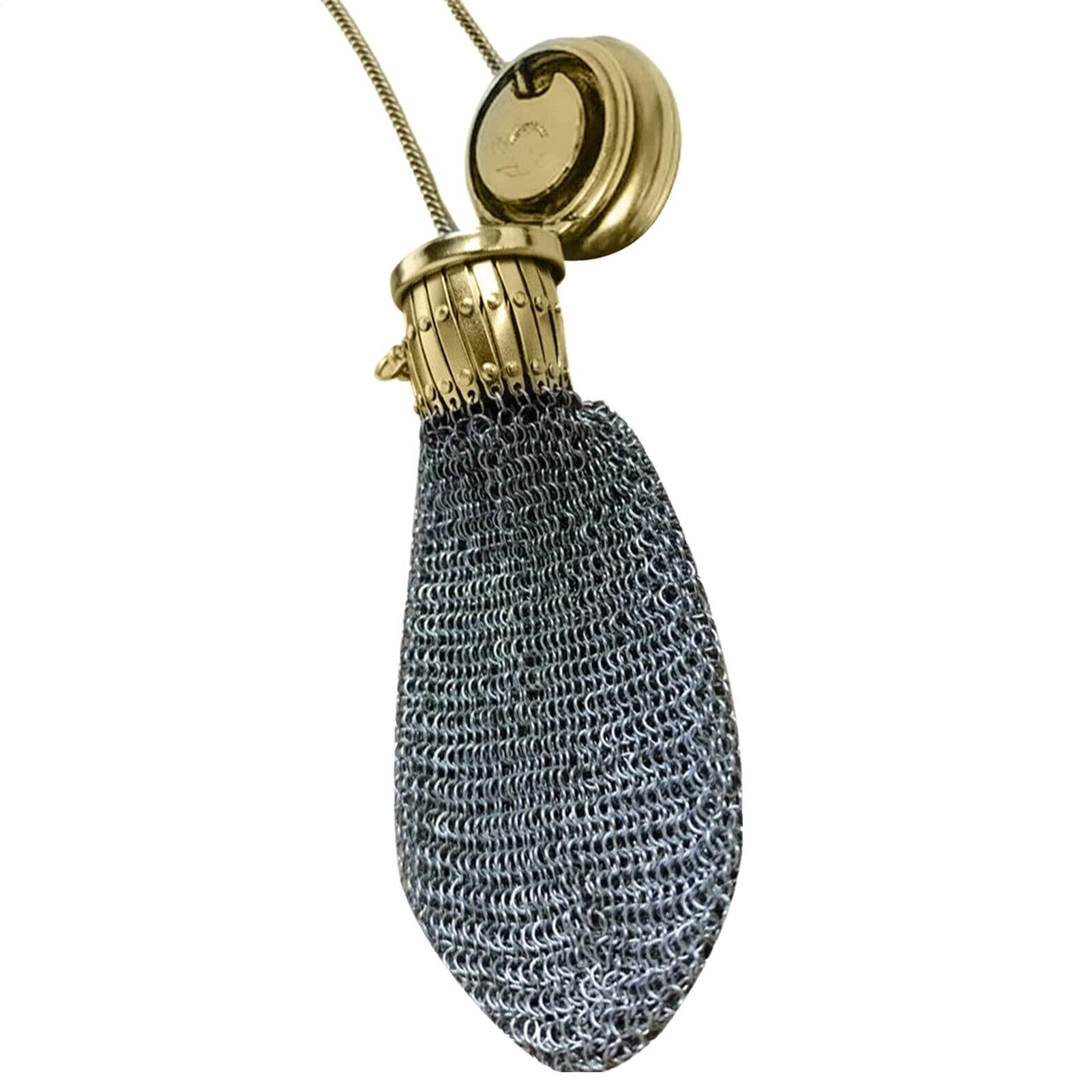 Chainmail myntväska, vintage 1920-tal engelsk bytespåse, antik samlarmynthållare i metall, pengapåse för dam tillbehör 3 x 3 x 5 cm, Guld, Se référer au descriptif, Se beskrivningen