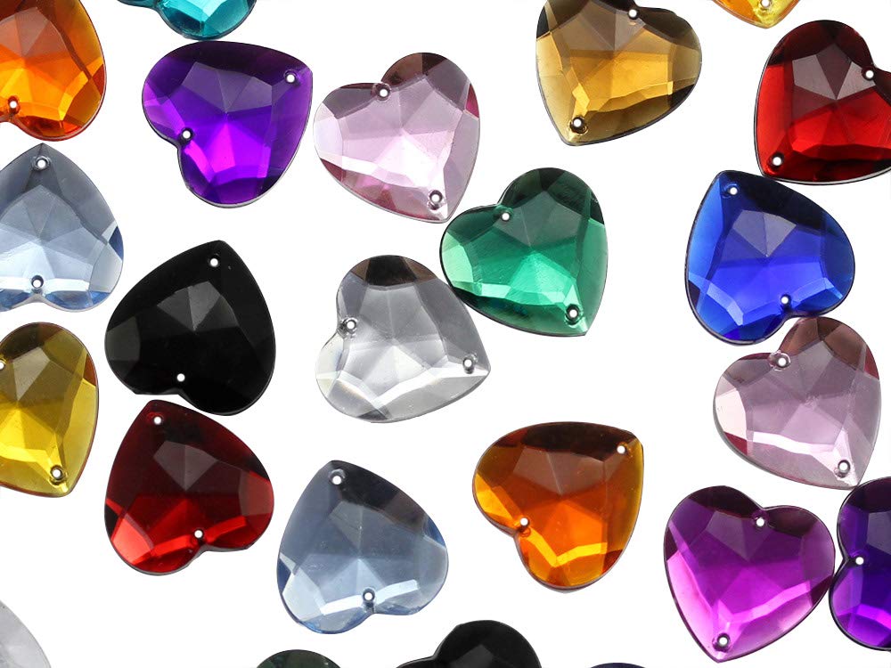 Allstarco 20mm Red Ruby CH17 Flat Back Sew On Heart Rhinestones Beads for Crafts Plastic Acrylic Gems with Holes for Sewing Clothing Embelishments - Image 4