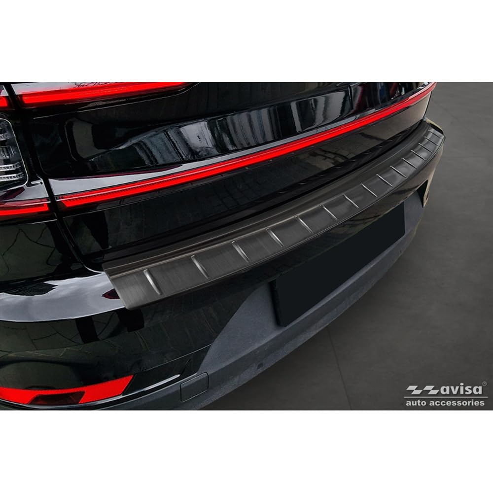 Black Stainless Steel Rear Bumper Protector Compatible with Polestar 2 2019-2023 & Facelift 2023- 'Ribs'