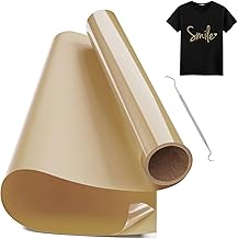 Gold Iron On Vinyl Roll for Fabrics, 12" x 50" Iron-On Flex with Hook, Iron-On Flex for Fabrics, Cri-Cut and Silhouette Cameo (Gold Earth)