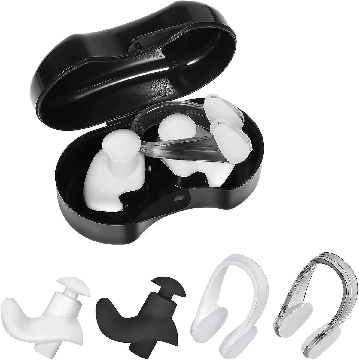 2 Set Swimming Ear Plug and Nose Clip Set Reusable Waterproof Ear Nose Protector for Showering Bathing Surfing Snorkeling Other Water Sports
