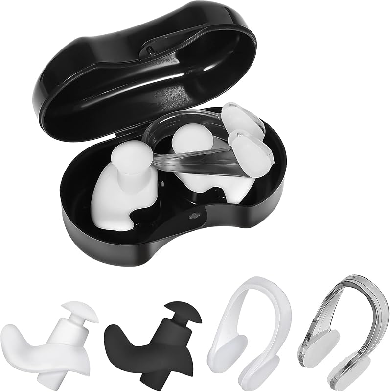 2 Set Swimming Ear Plug and Nose Clip Set Reusable Waterproof Ear Nose Protector for Showering Bathing Surfing Snorkeling Other Water Sports