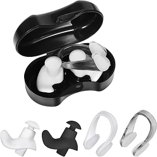 2 Set Swimming Ear Plug and Nose Clip Set Reusable Waterproof Ear Nose Protector for Showering Bathing Surfing Snorkeling Other Water Sports