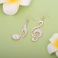 Aodun Jewelry Hangjegy Fülbevaló Nőknek - Hipoallergén Rozéarany és Ezüst Bevonatú Lógós Fülbevaló Kristály Díszítéssel - Ajándék Ékszer 5