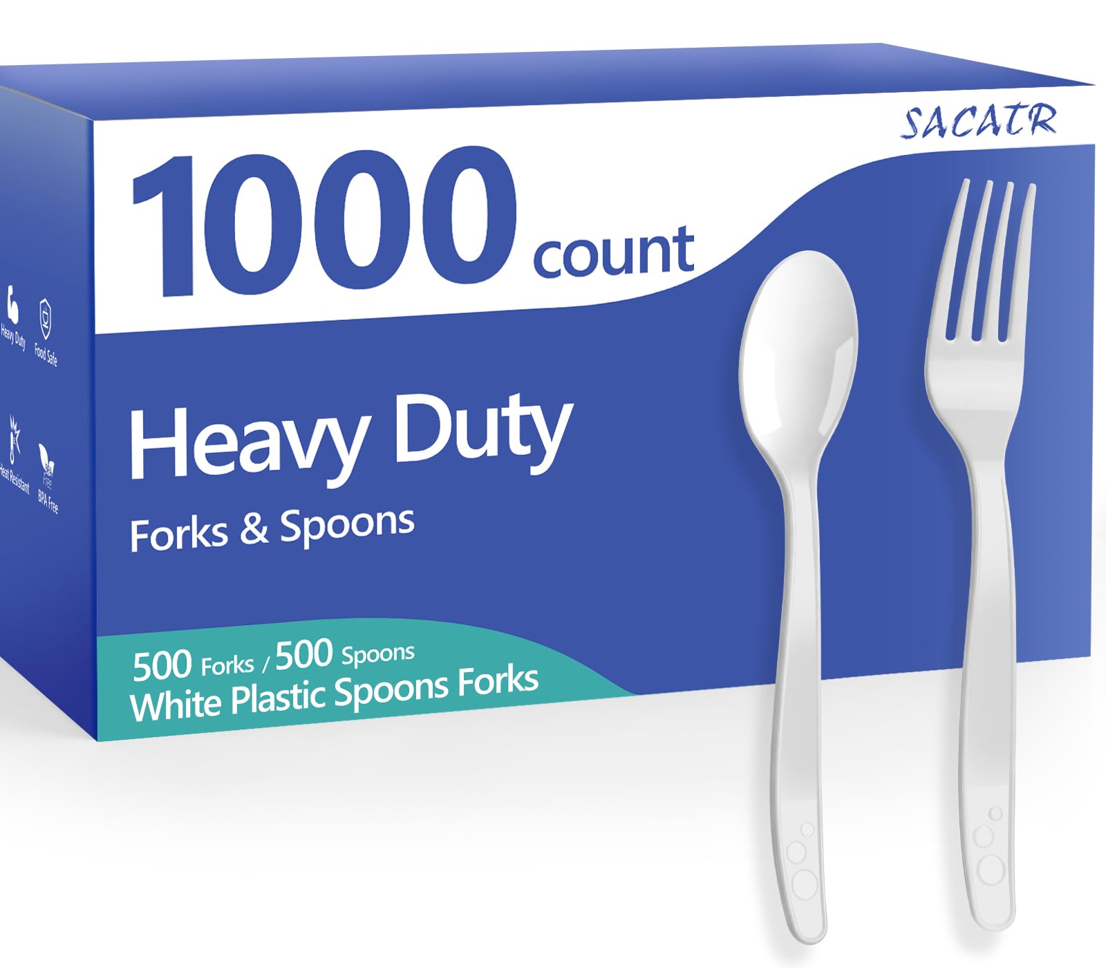 SACATR 1000 Count Clear Plastic Silverware Heavy Duty -Forks, Spoons,Knives — Amazon image 12