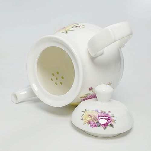 Miniatura 6 de Tetera de porcelana de estilo europeo, cafetera y tetera de agua, hervidor de cerámica vintage (42 onzas)