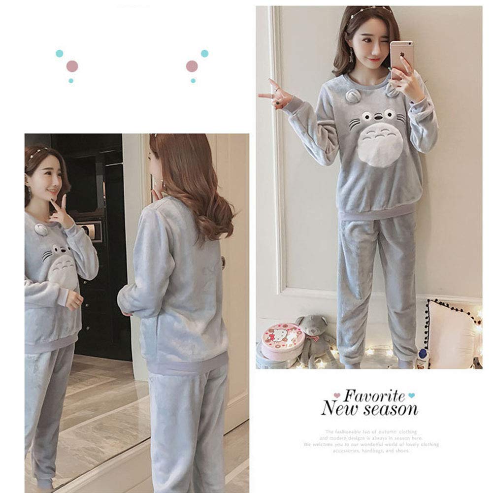 Pyjama Femme 2 Pièces Col Rond Manches Longues Taille élastiquée