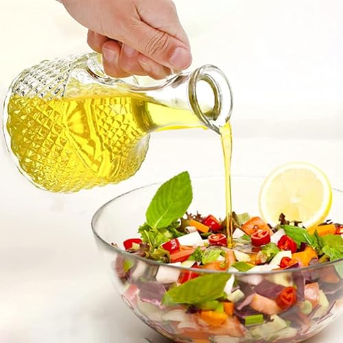 Miniatura 2 de Luxshiny Dispensador de aceite de botella de vidrio con boquilla, tapón de madera, contenedor de condimento para aceite de vinagre de cocina,