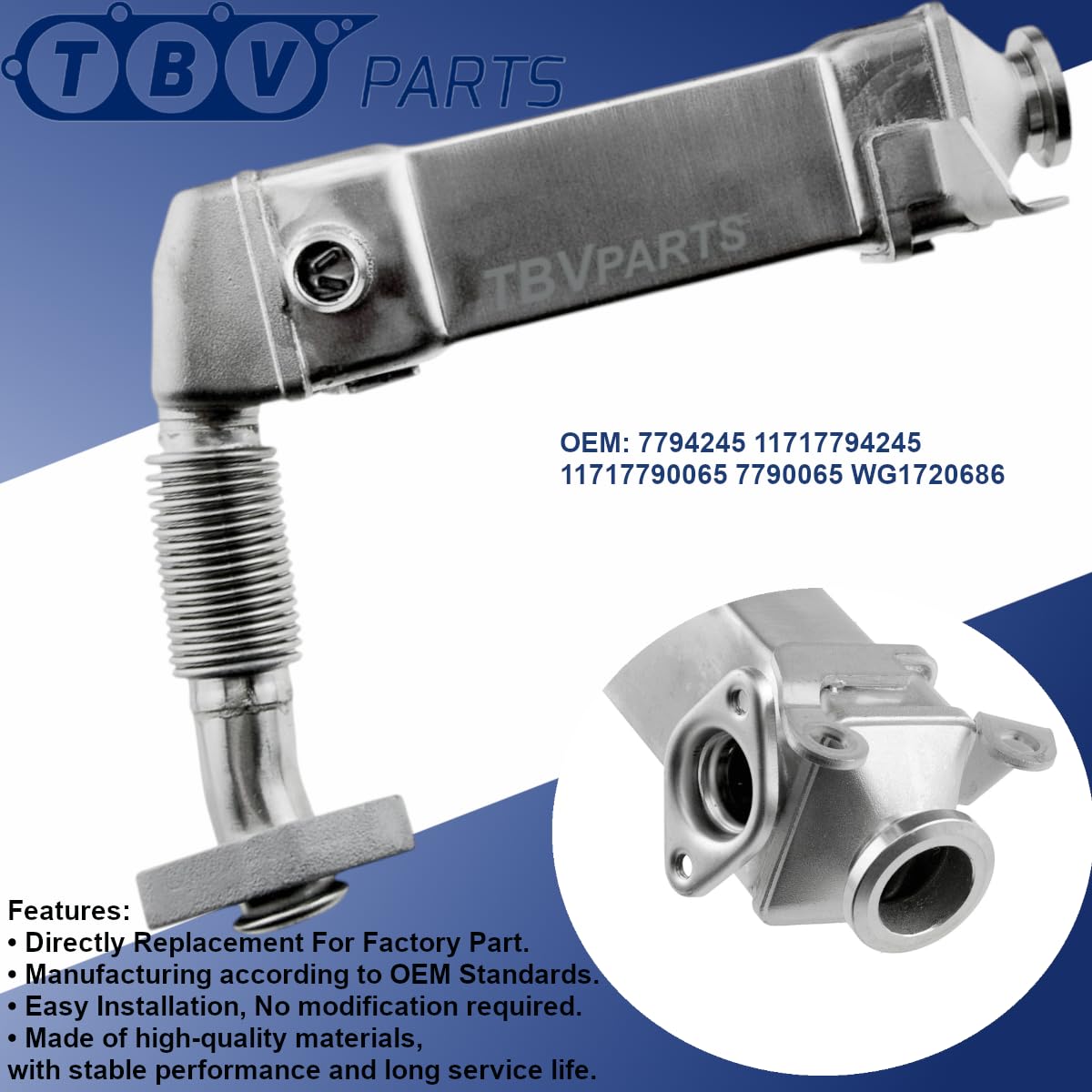 Enfriador EGR 7794245 11717794245 11717790065 7790065 WG1720686 Enfriador de gases de escape Refrigerador de la Válvula EGR Elemento Enfriador para E87 3 E46 E90 5 E60 E61 E63 X3 E83 X5