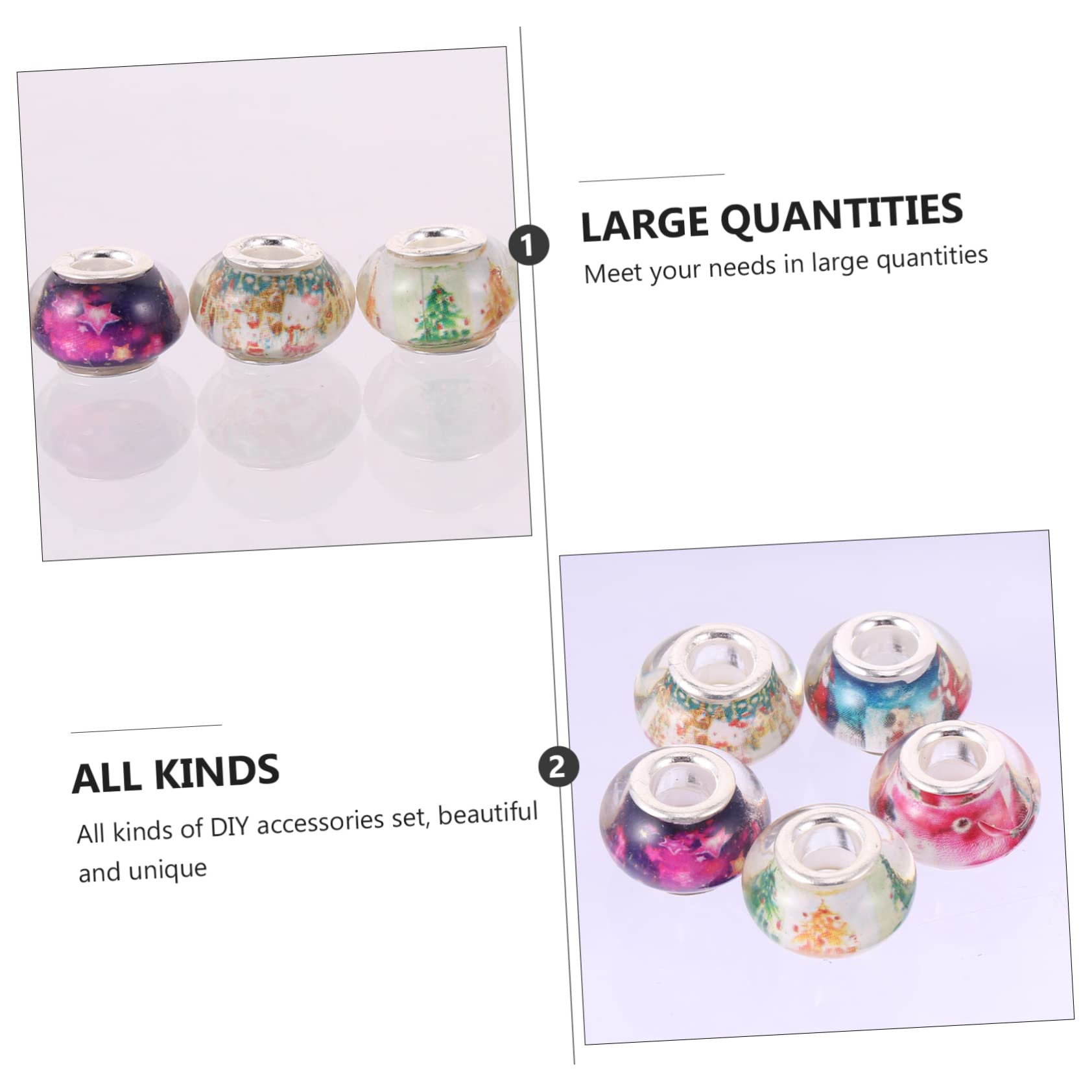 DOITOOL 2 Series Abalorios De Resina Con Gran Agujero Y Diseño Floral Para Joyería Diy Perfectos Para Pulseras Collares Y Pendientes 100 Piezas*2