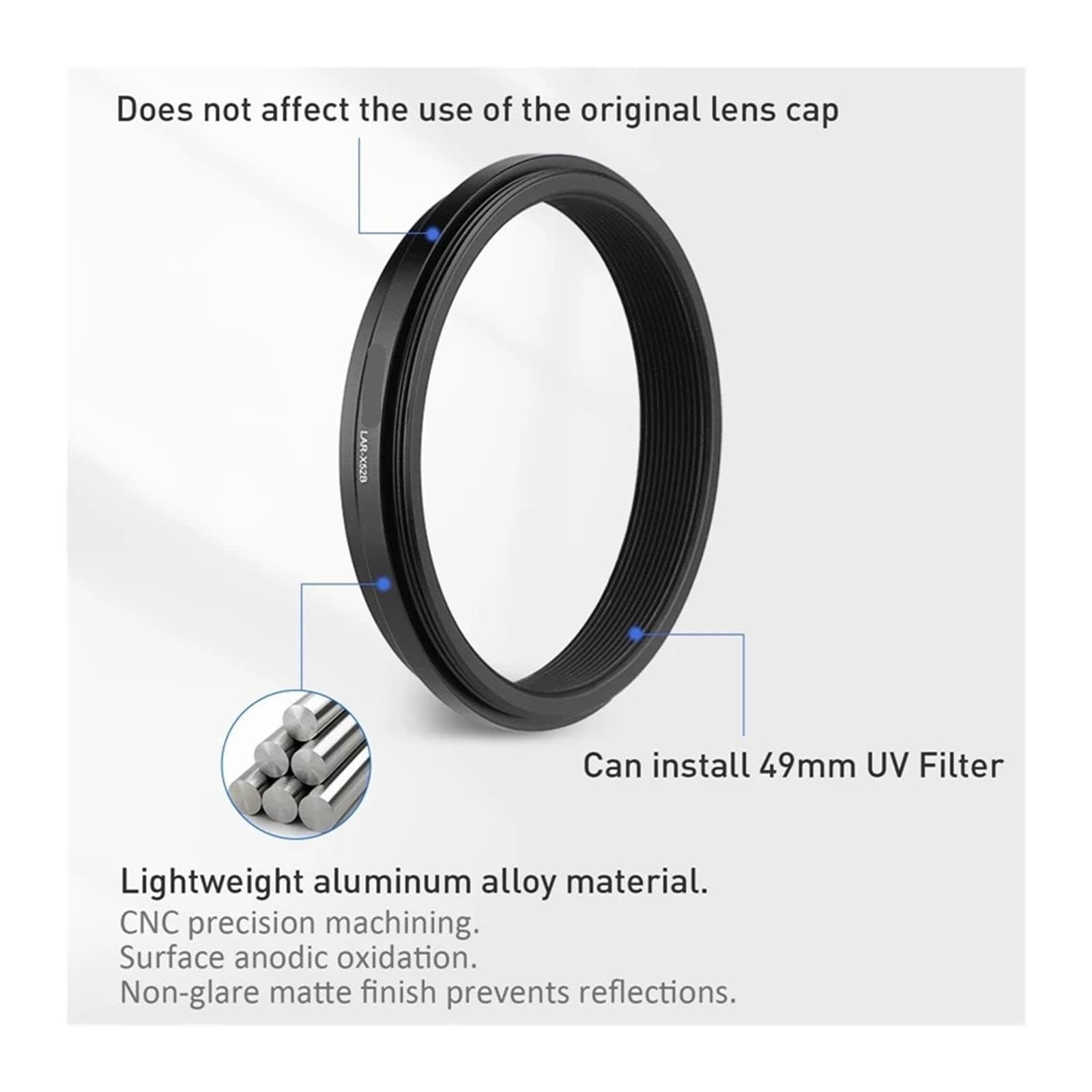 Anello adattatore filtro obiettivo compatibile for Fujifilm X100VI X100V fotocamera adatta 49 mm UV CPL filtro ND copriobiettivo sostituisci AR-X100(F)