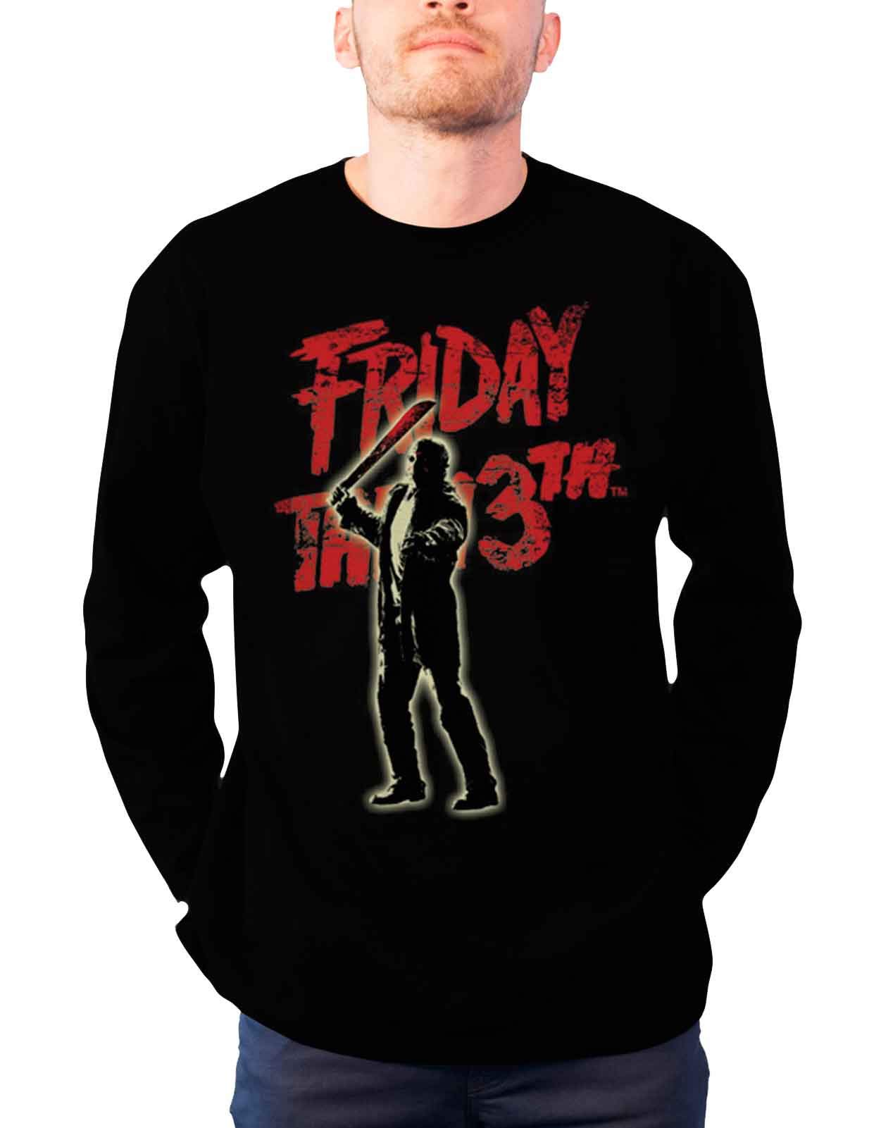 Friday the 13th Officially Licensed Merchandise Jason Voorhees Long Sleeve Tee (Black), Large