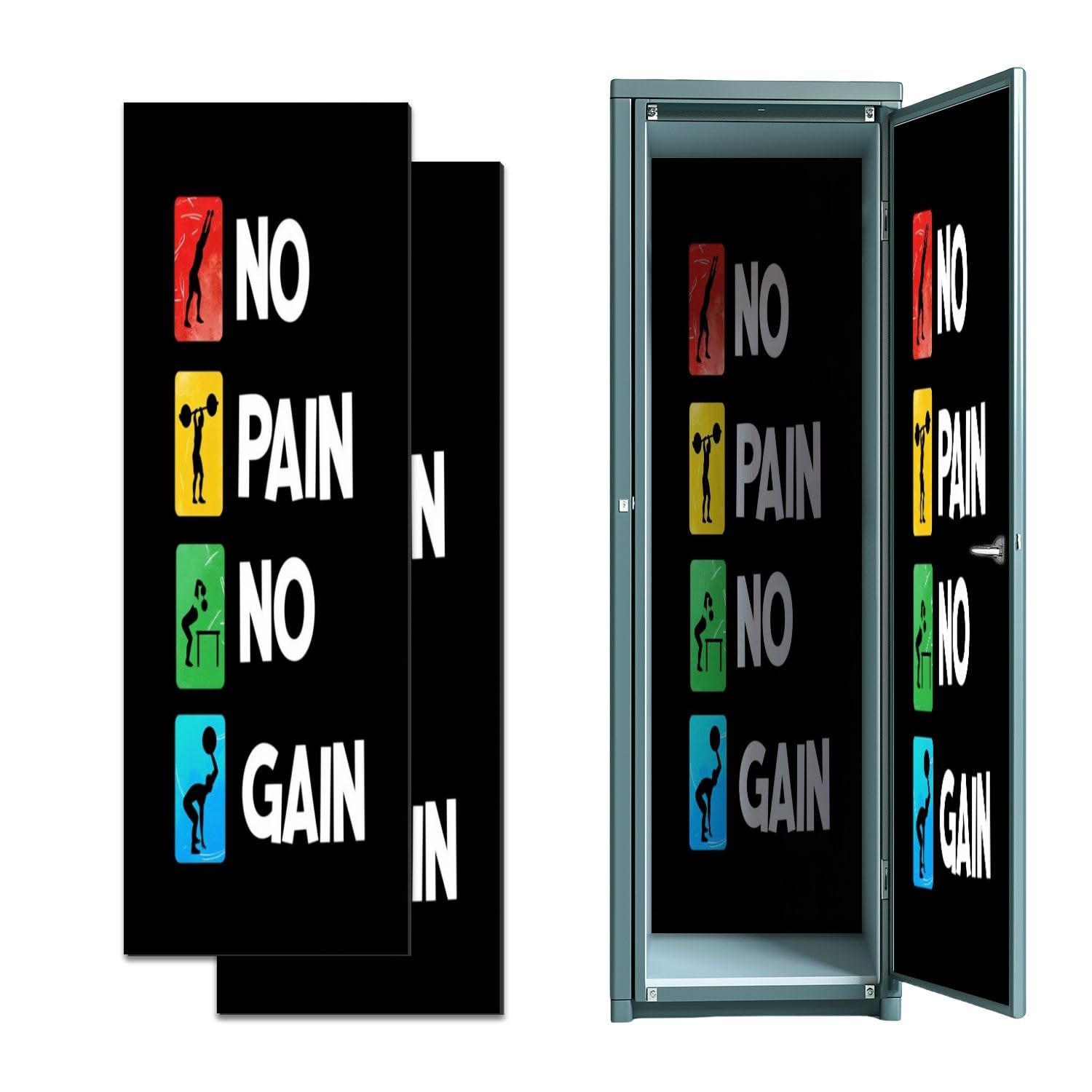 2 Pcs Locker Magnetic Wallpaper Motivational Workout Positive Canvas Exercise Classroom 12" x 36" Wall Magnetic Sticker Removable Locker Accessories Decor Easy Install for Office School