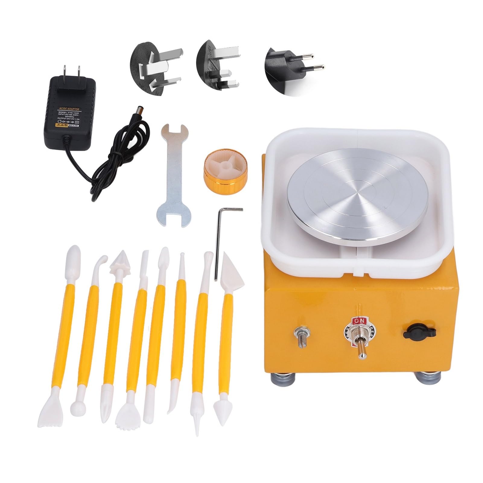 Töpferscheibe, stabile Geschwindigkeit, Keikscheibe, Töpfermaschine, Miniatur-Mini-Töpferscheibe for Kinder for Zuhause | White