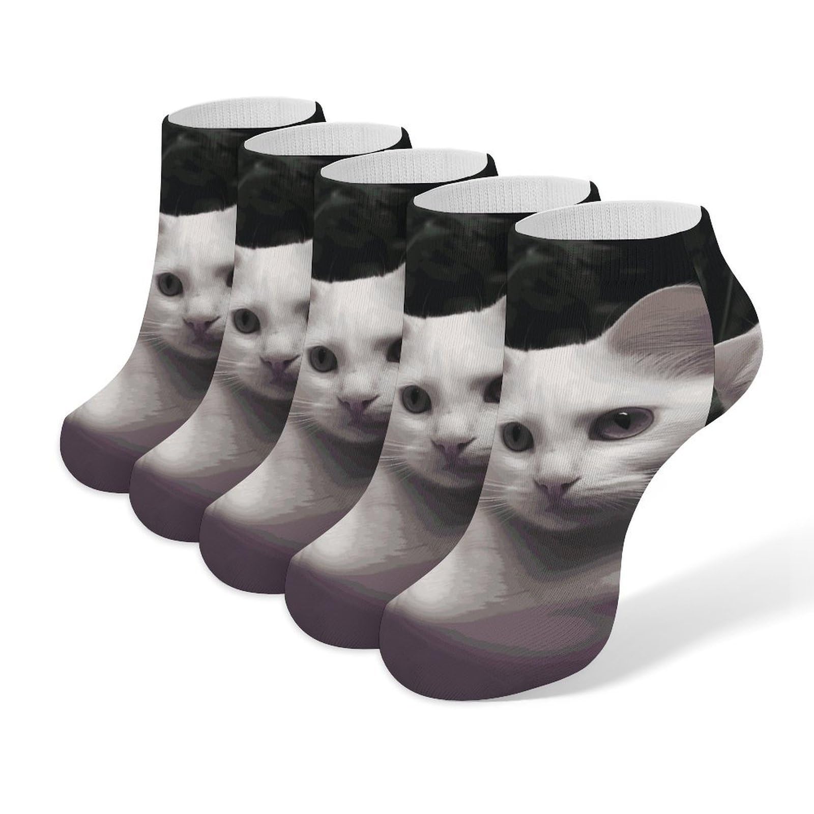 Kwqdozf Unisex As Pic Ankle Socks White Cat Socks For Women Men For Running Sports Warm Stockings 5 Pairs