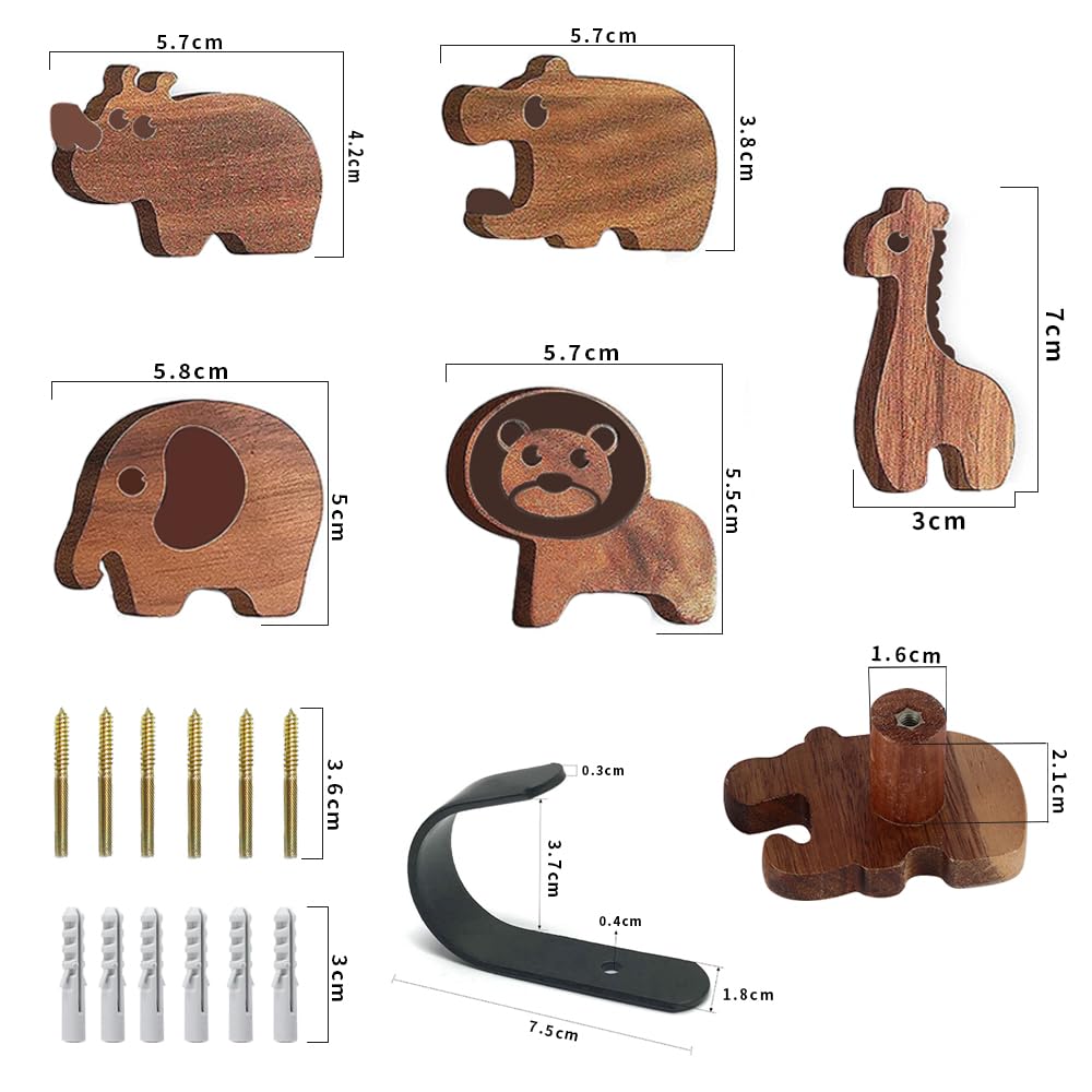 Jiahuade Perchero Infantil Pared,5PCS Gancho pared Bonito,Gancho de Pared Animales,Ganchos Adhesivos para Pared Niños,Colgador Infantil para Puerta (B)