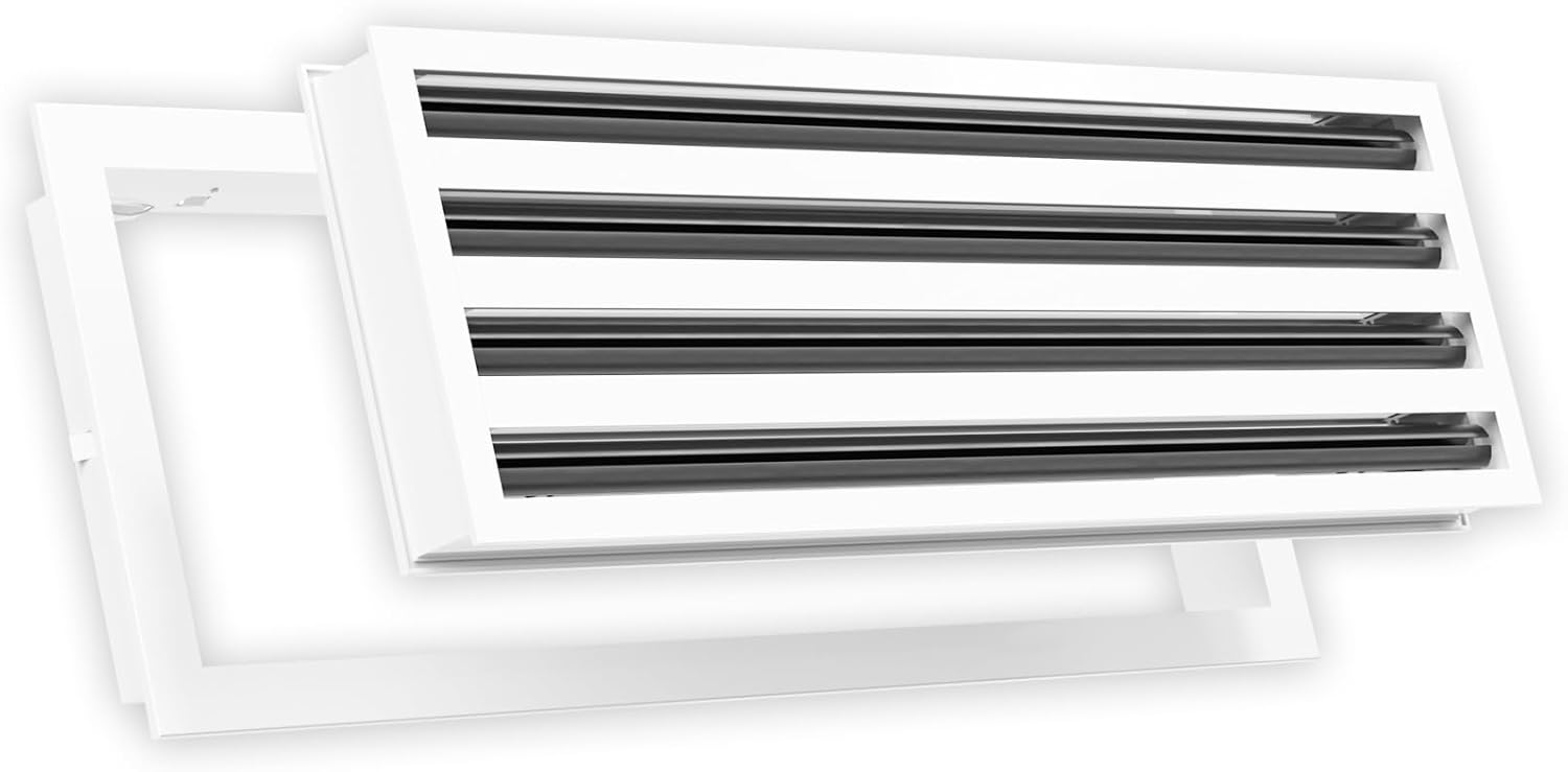 QuietCool 24x8 Modern Design AC Grille - Aluminum White - Air Vent - Linear Slot Diffuser - Register Grille for Heating and Cooling - Compatible with Ceiling, Wall, or Floor Registers