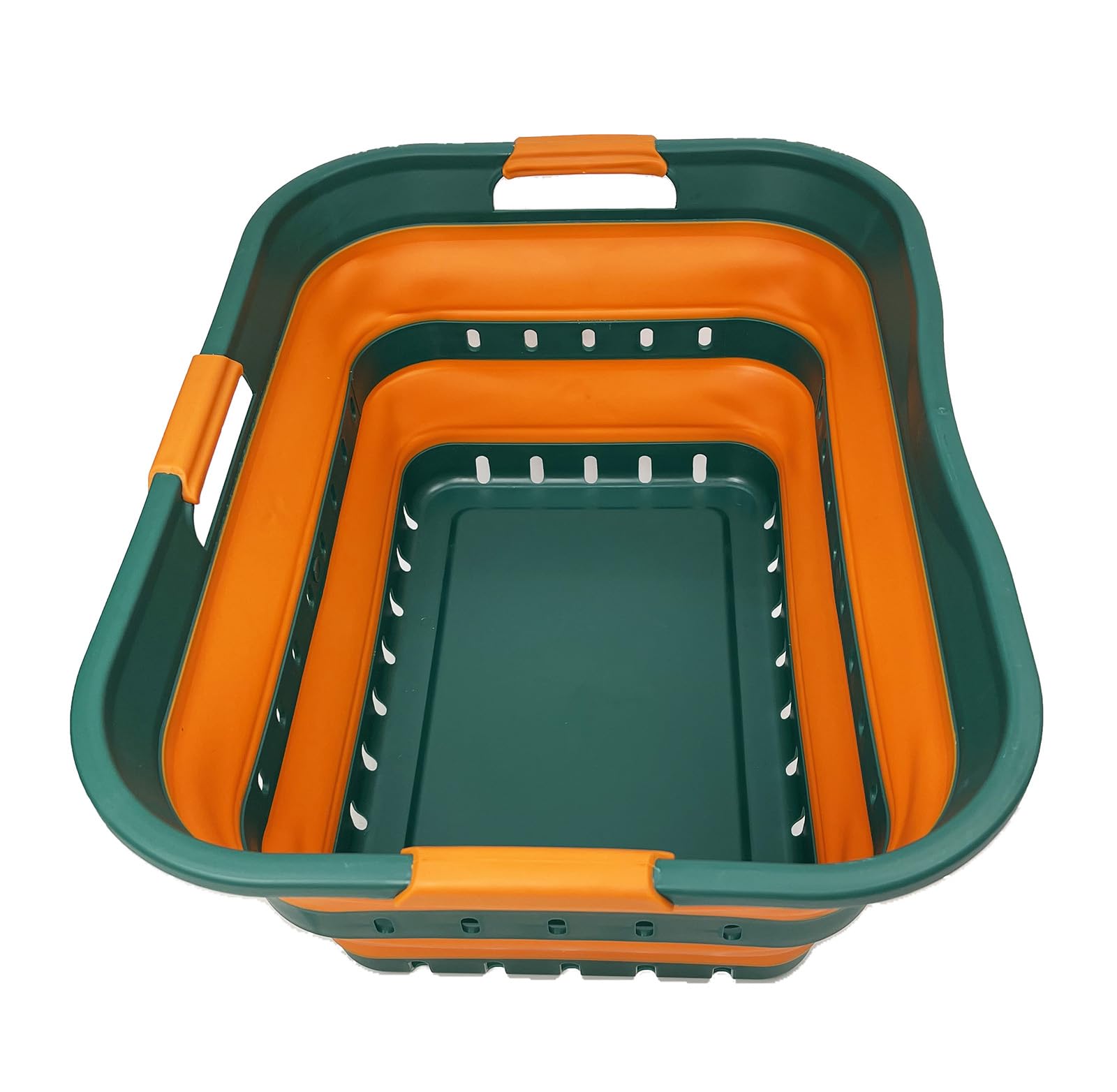 SAMMART 42L Collapsible Plastic Laundry Basket - Foldable Pop Up Storage Container/Organizer - Transportable Washing Tub - Space Saving Hamper/Basket (1, Teal Green/Autumn leaf) โ image 1
