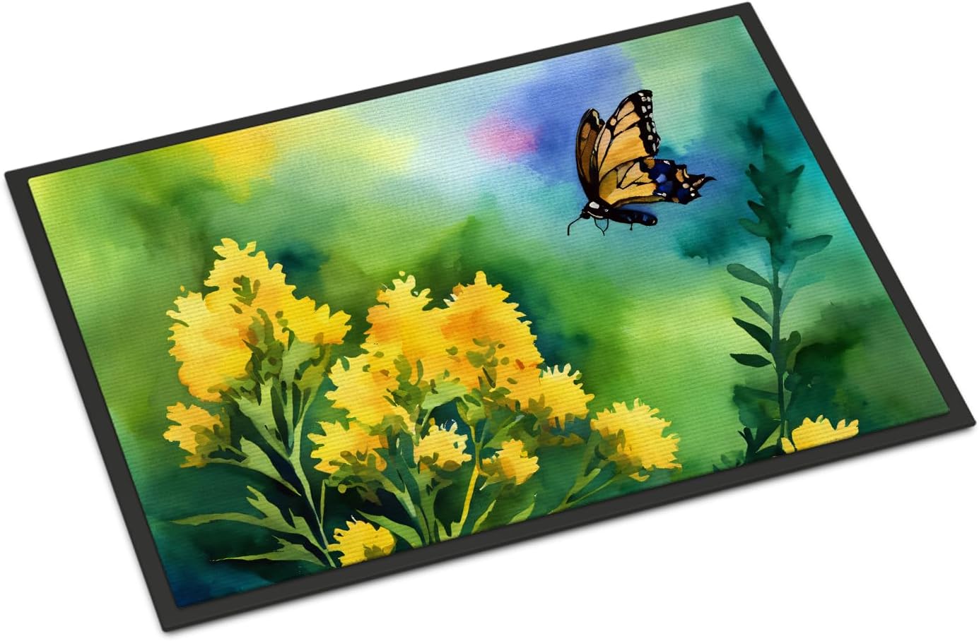 Caroline's Treasures DAC1659MAT Kentucky Goldenrod in Watercolor Doormat 18x27 Front Door Mat Indoor Outdoor Rugs for Entryway, Non Slip Washable Low Pile, 18H X 27W