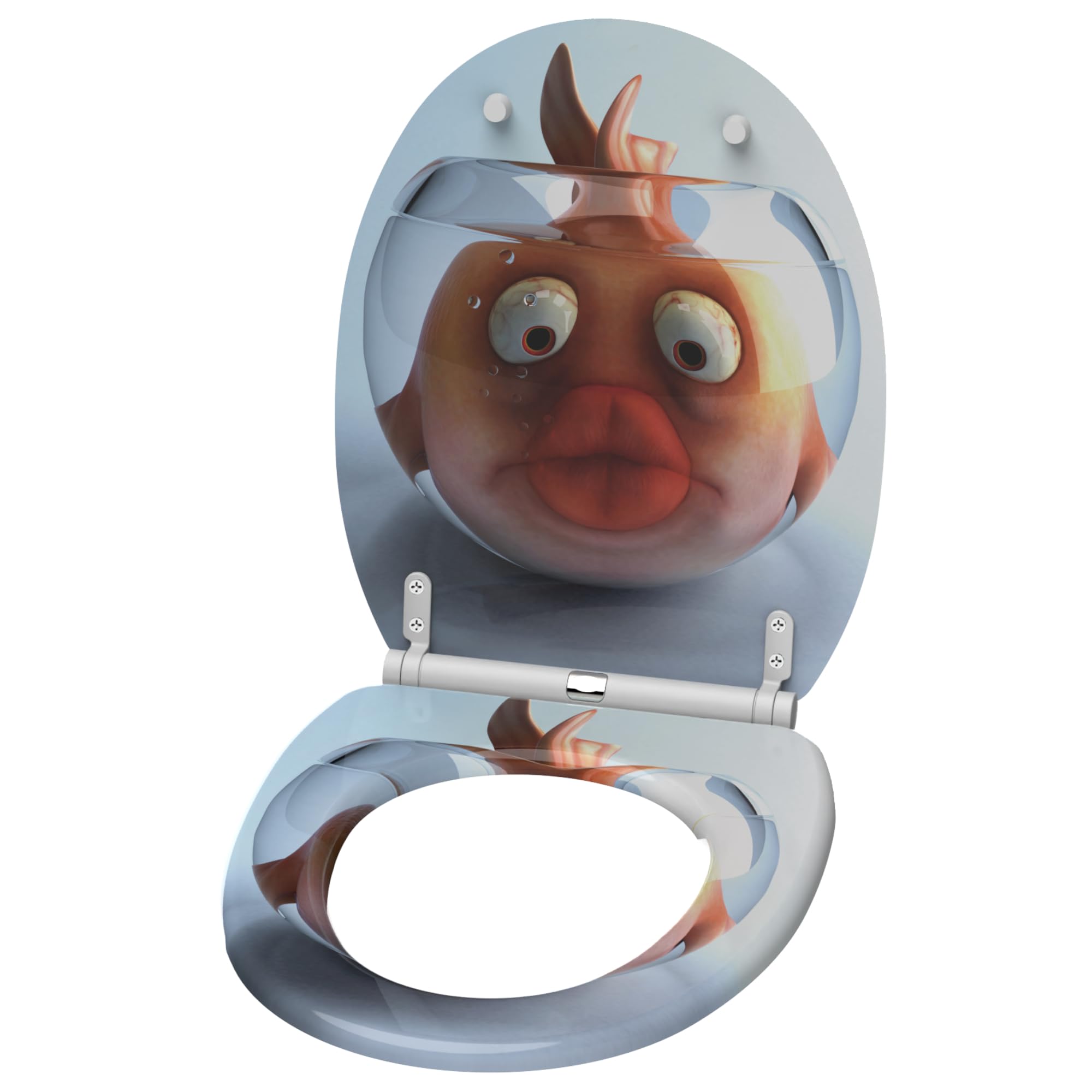 Sanilo Abattant WC frein de chute, Grande sélection de lunettes de toilette avec abaissement automatique, Fixation facile (Poisson Rouge)