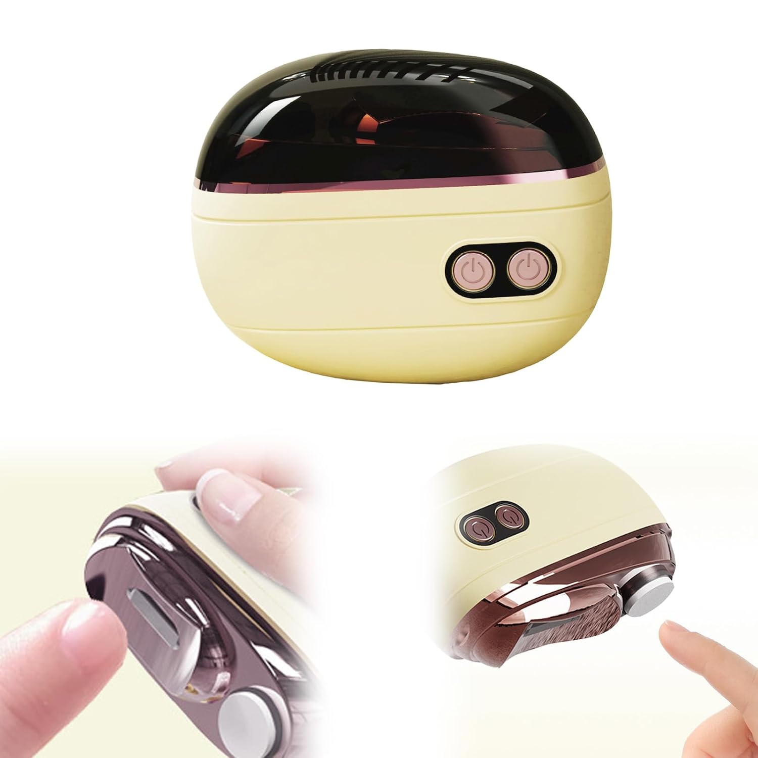 2-in-1 Smart Electric Nail Clipper & Polisher, Automatic Nail Trimmer and Grinder with LED Light, Rechargeable Nail File for Seniors Adults, Anti-Pinch Grooming Tool (Beige)