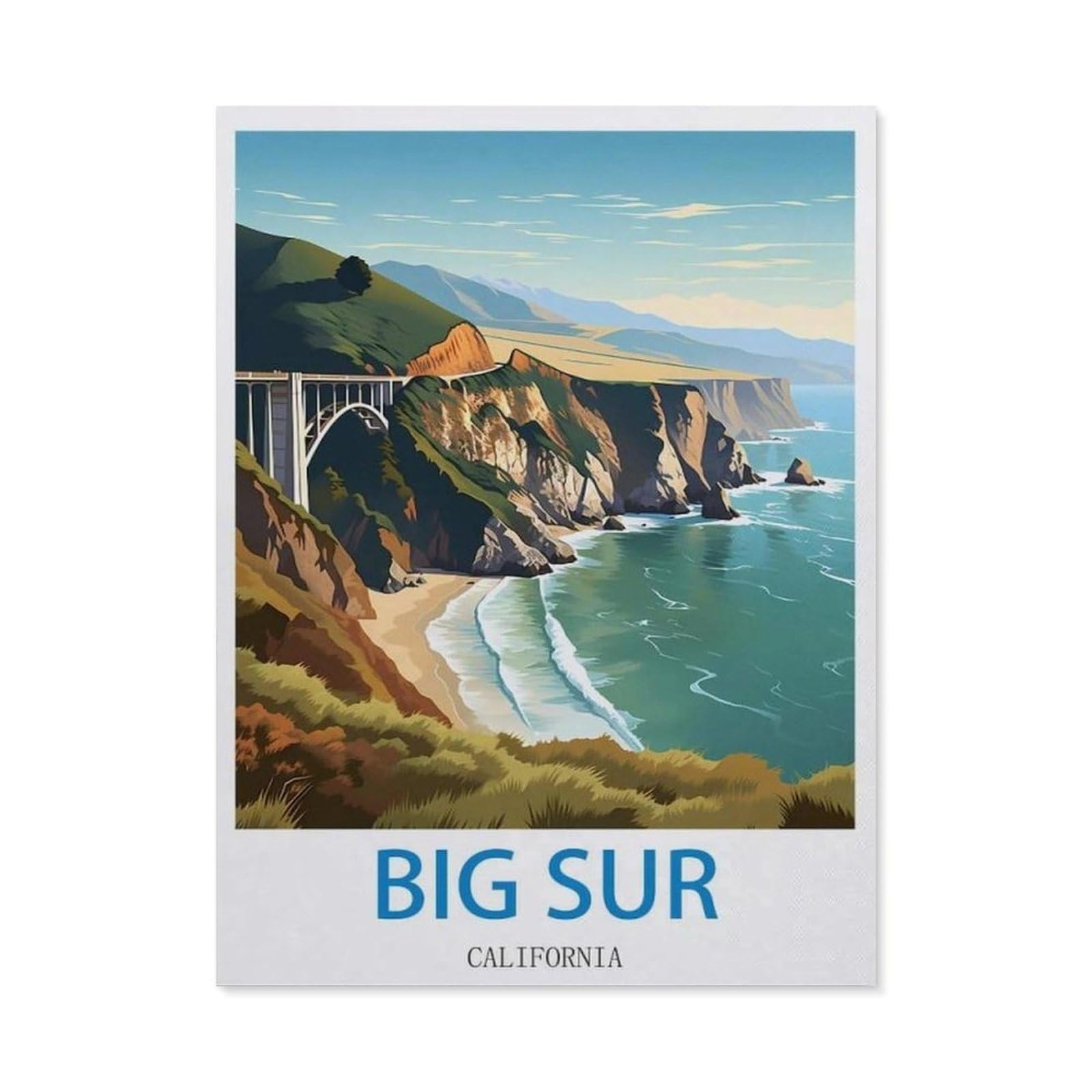 Funny Bathroom Wall Decor Signs，Big Sur California(15x30cm）