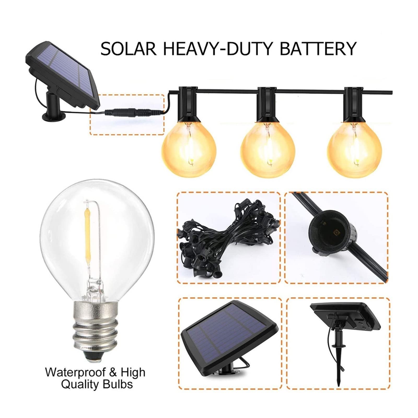 Lampy solarne do ogrodu zewnętrznego Światła słoneczne Outdoor Garden Lampa słoneczna do dekoracji na zewnątrz Żarówka z panelem słonecznym Dekoracje ślubne Oświetlenie kempingowe Na patio, podwórko,