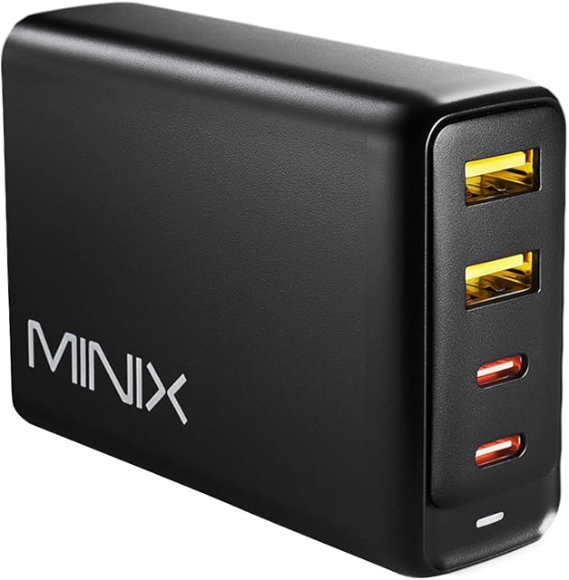 MINIX 100W USB Wall Charger, Turbo 4-Port GaN Charger Universal Fast Charging. 2 x USB-C PD 3.0, 2xUSB-A Quick Charge 3.0 for smartphones, tablets, laptops and more. Sold Directly by MINIX. (NEO P2)