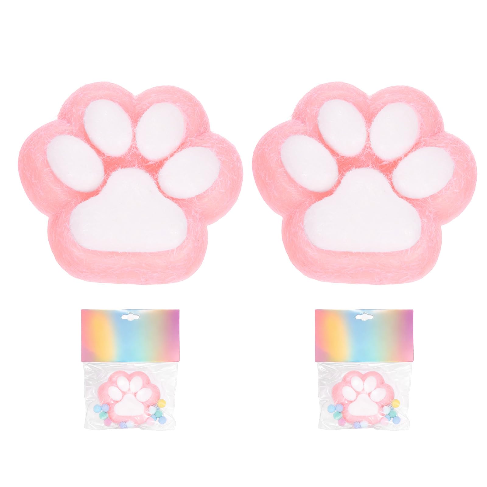 sourcing map 3 Inch Cat Paw Squeeze Toy, Cute Cat Paw Sensory Toy Soft Funny Fidget Toy Perfect for Stress Relieving, Party Favors & Birthday Gifts (Pink, 2pcs)