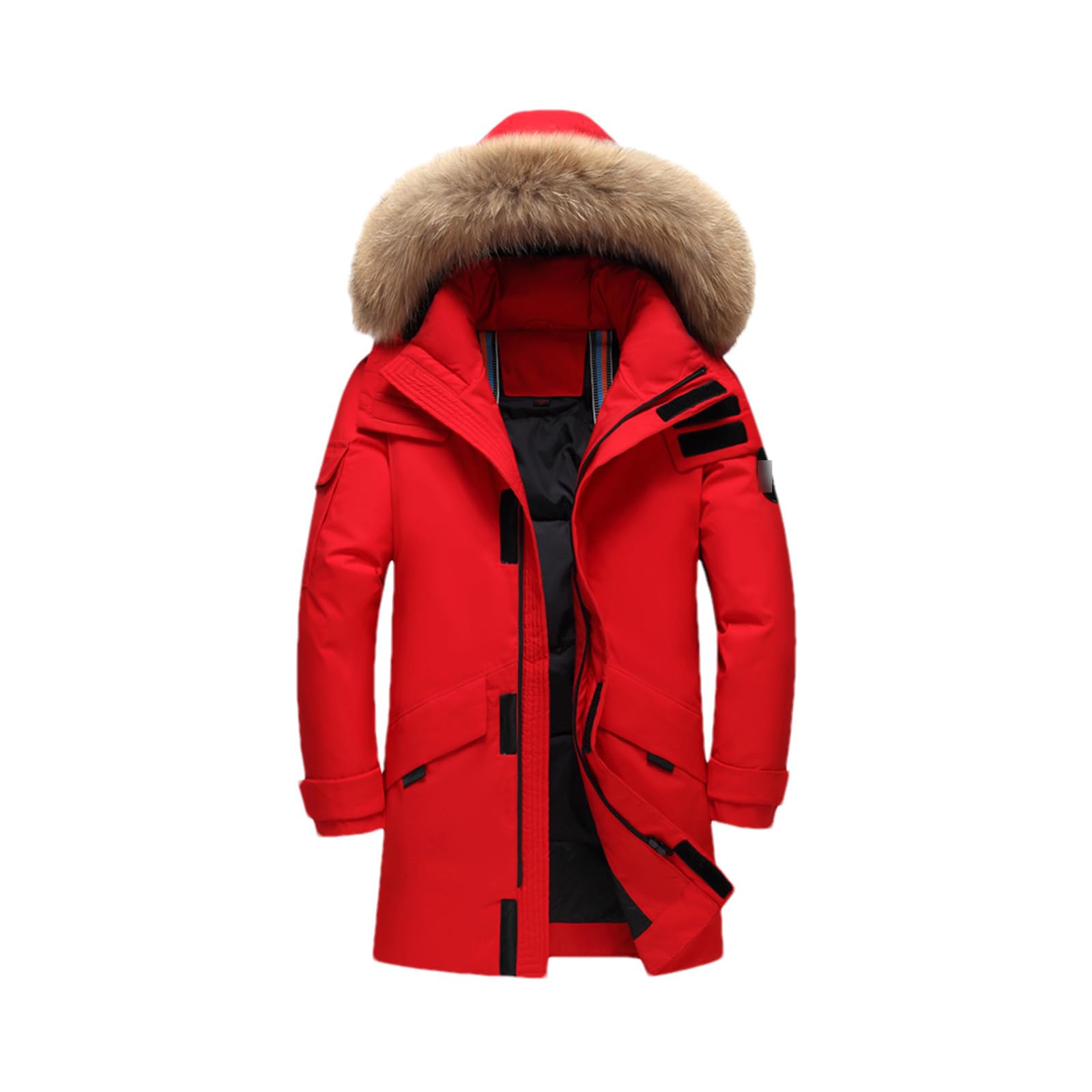 Mens Down Jacket Hooded Warm Winter Coat Men Warm White Duck Down Long Parka Mans Windproof Overcoat