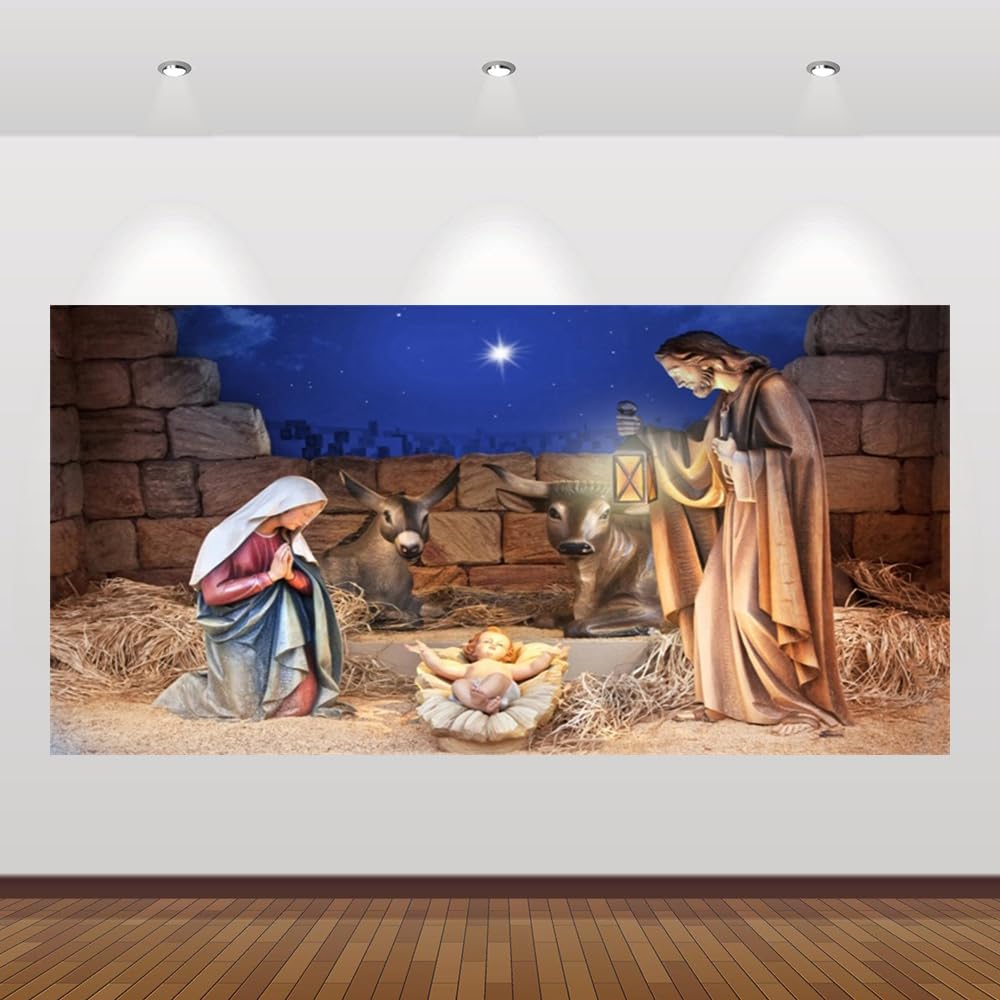 Weihnachtskrippen-Banner „Jesus Ist Der Grund“ – 180x100 Cm, Polyester, Für Innen & Außen