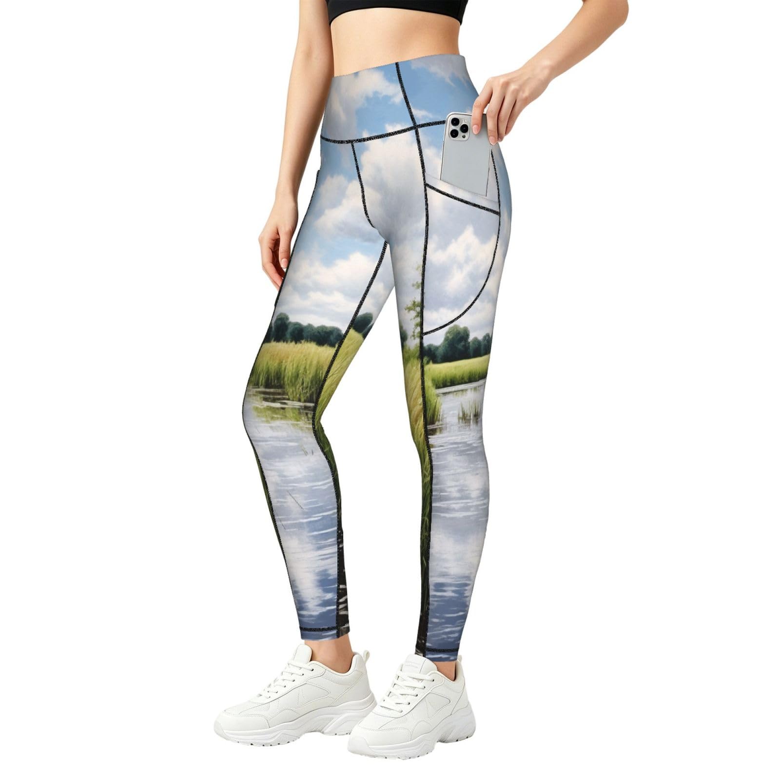Pantalones de yoga anticompresión con bolsillos para evitar transparencias 8