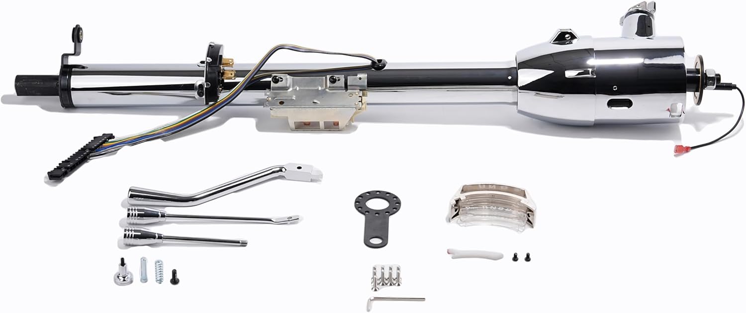 ND 30'' Auto Column Shift Tilt Steering with Key & Wheel Adapter Chrome (DM-8532C)