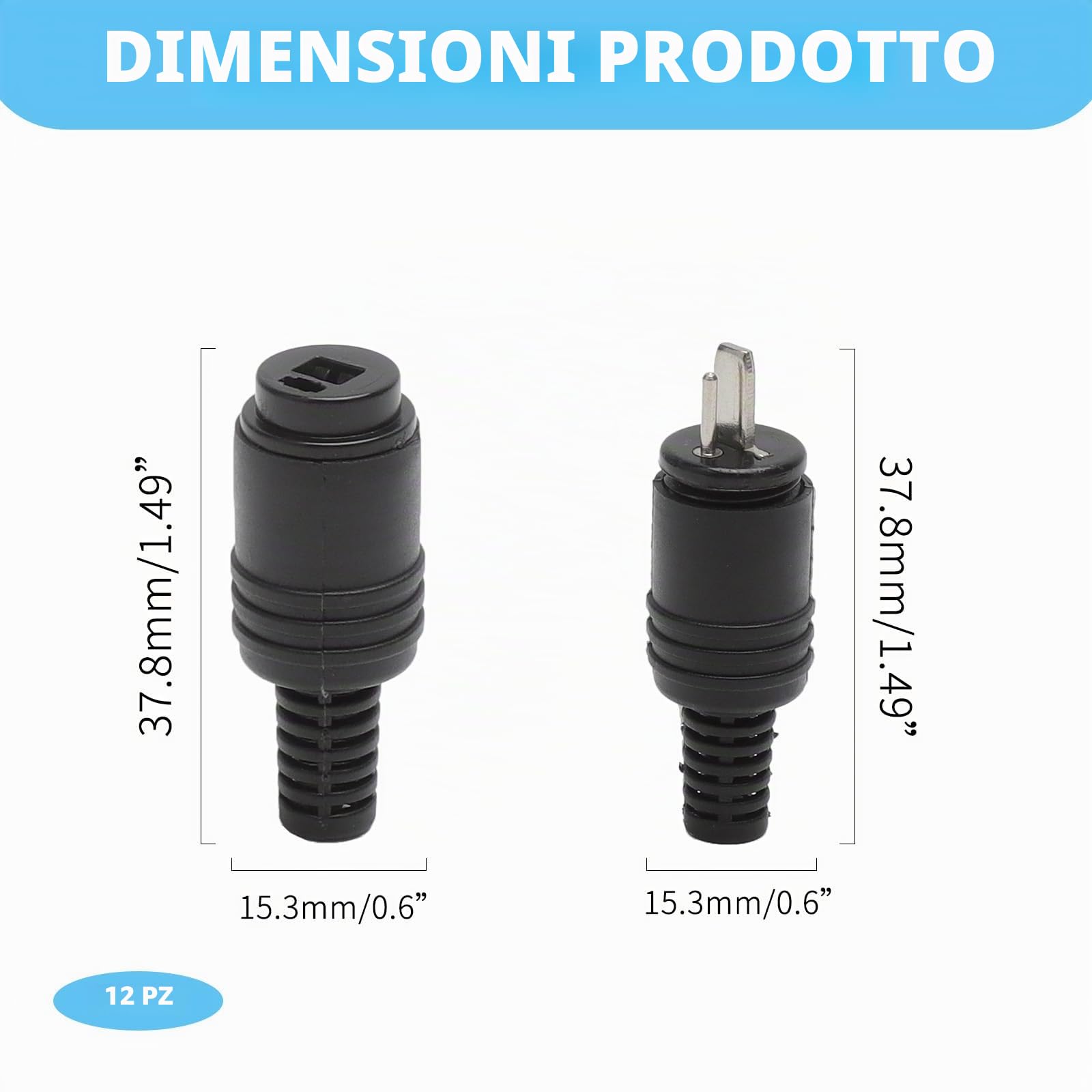12 Pezzi Connettori DIN per Altoparlanti a 2 Poli con Morsetti a Vite, Connettori Maschio e Femmina HiFi a 2 Poli per Installazione Semplice – Ideali per Altoparlanti, Nessuna Saldatura Richiesta