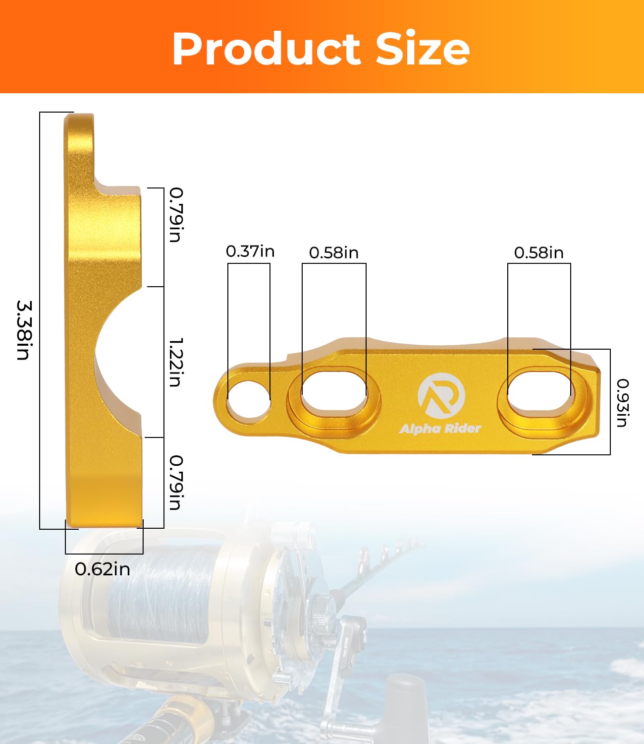 Abrazadera de carrete de pesca, piezas de carretes de pesca para Penn 20 30 50 70 International V VI Series Reel Rod Clamp Mount Aleación de aluminio anodizado (sin pernos ni tornillos)