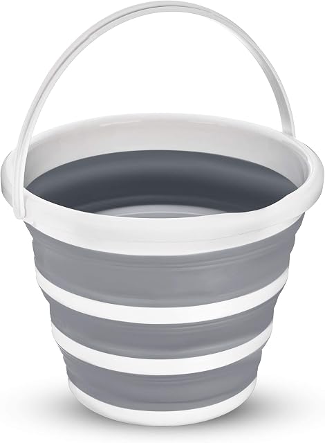 LIVIVO Collapsible Bucket  Large 10L Capacity Sturdy Folding Silicon Water Bucket with Comfortable Grip Handle  Neat and Tidy Space Saving Solution for your Garage Shed Home Bedroom