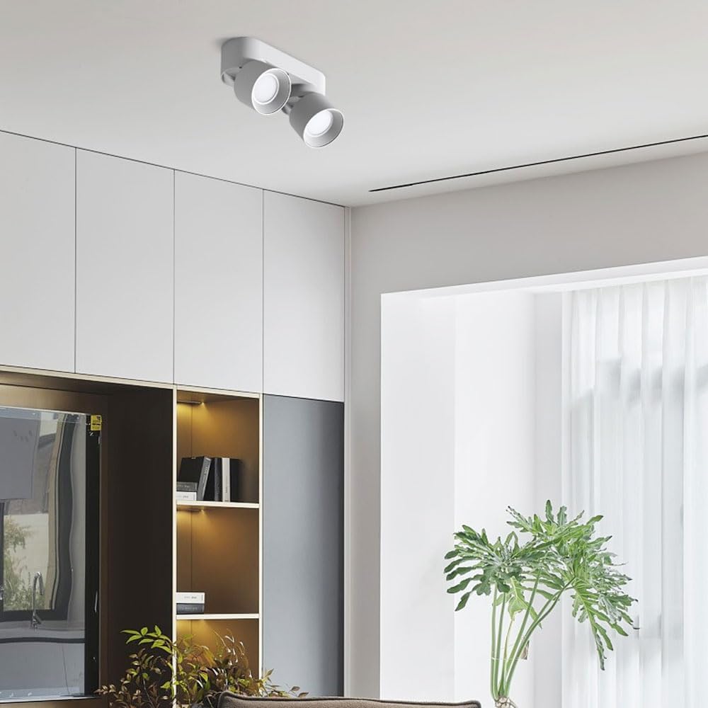Modern Double Head Ceiling Spotlight White 360° Adjustable Sturdy Ceiling Lights,Wall Spotlights Indoor,Ceiling Light Fitting,Kitchen Spot Lights for Ceiling,Bar Spotlight,Include Bulbs
